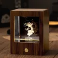 Skorpion Sternzeichen 3D Kristall Holz Nachtlicht mit warmem LED Glanz für Geschenkdekoration - Skorpion / Walnuss