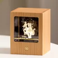 Aries Sternzeichen Holzbox Nachtlicht mit 3D Kristallgravur und warmem LED Licht Design - Widder / Naturholzfarbe