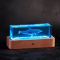 Ocean resin dolphin night light with solid wood base for creative desktop decor - Dolphin / Rechargeable Model