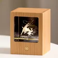 Kreative Holzkiste Steinbock Sternbild 3D Laser gravierte LED Kristall Nachtlampe - Steinbock / Naturholzfarbe