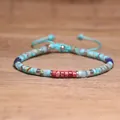Pulsera tejida a mano de piedras imperiales naturales ajustable para mujeres - Estilo Piedra Imperial Multicolor & Aguamarina (Tono Plateado)