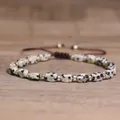 Detail of handmade bracelet with dalmatian jasper beads and adjustable cord. - Dalmatian Jasper