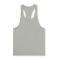 Front view detail of a light grey racerback sports tank top for men workout - S / Tops / Gray
