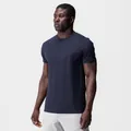 Detailed view of a muscular fit navy blue cotton stretch crew neck T-shirt for men - S / Top (FY-TX923) / Black
