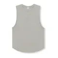 Men's light grey sleeveless athletic tank top with crew neck and curved hem workout shirt - S / Tops / Gray