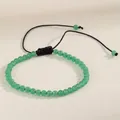 Handcrafted 4mm natural green agate bead bracelet with adjustable cord for energy healing - Green Aventurine
