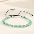 Close-up of 4mm green natural agate beaded bracelet with an adjustable black cord. - Green Striped Agate