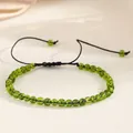 Verstelbare 4mm natuurlijke groene agaat kralen armband met zwart gevlochten koord yoga - Vuurwerk