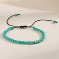 Detailed view of 4mm green natural stone bead bracelet with adjustable black braided cord - Green Emperor Stone
