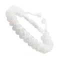 Detailed macro view of the white double-row braided natural stone adjustable bracelet - White Style (#41)