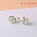 Irregular raw green fluorite stud earrings with gold-plated setting and 925 silver pin - Green Fluorite