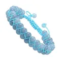Hand-woven natural Amazonite stone bracelet with double-row beads and adjustable cord - Amazonite Style (Light Blue Cord) (#7)