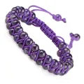 Handmade double-row purple natural stone braided bracelet with adjustable cord - Amethyst Style (Purple Cord) (#5)
