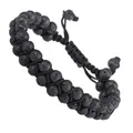 Double-row braided black lava stone bracelet with adjustable cord closure for daily wear - Black Lava Stone Style (Black Cord) (#8)