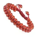 Handcrafted double-row red natural stone beads adjustable braided cord bracelet for women - Red Natural Stone Style (Red Cord) (#13)