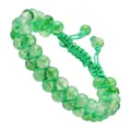 Handmade double-row green natural stone beaded bracelet with adjustable cord - Gradient Green Natural Stone Style (Green Cord) (#18)
