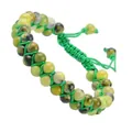 Hand-woven double-row natural Amazonite stone bracelet with adjustable green cord - Amazonite Texture Style (Green Cord) (#27)