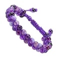 Hand-woven double-row purple agate beaded bracelet with adjustable cord for women - Purple Texture (#36)