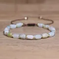 Handmade natural stone beaded bracelet with gold spacers and brown adjustable cord - Amazon