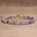 Exquisite purple TILA square bead woven bracelet featuring golden round spacers - Purple Crystal