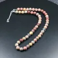 Natuurlijke bloemgroene stenen kralenketting met S925 zilveren sluiting voor uniseks - Rode Luipaardpatroon Kralenketting / Rode luipaard