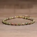Handgemaakte 4x6mm natuursteen kralenarmband met groene en rode gefacetteerde kralen - Unakiet / 4*6mm