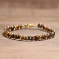 Exquisite handmade Tila bead bracelet with metallic gold beads and natural tiger eye tones - Tiger Eye Stone Bracelet