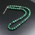 Collar de oración de cuentas de zoisita verde natural con espaciadores plateados - Rubí Zoisita