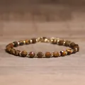Natural tiger eye stone beaded bracelet with faceted brown crystals for women - Tiger Eye Stone Bracelet / 4*6mm
