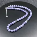 Collar de cuentas de piedra natural lavanda con cierre de acero inoxidable - Jade Púrpura