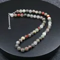 Collar de cuentas de piedra natural con piedras preciosas mixtas hecho a mano. - Heliotropo