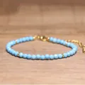 Handmade blue faceted natural stone beaded bracelet with adjustable gold chain - Blue Turquoise