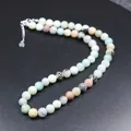 Collar de cuentas de piedra verde natural con cierre de plata ajustable - Amazon