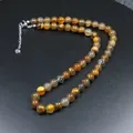 Collar artesanal de piedras naturales con cuentas de plata y cierre de langosta - Ágata Ojo de Tigre