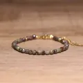 Handgemaakte armband van gefacetteerde natuursteen met verstelbare ketting in Boho-stijl - Drakenbloed Jaspis