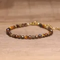 Bohemian style faceted natural stone beaded bracelet with adjustable gold lobster clasp - Tiger Eye Stone Bracelet