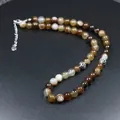 Elegante collar de oración hecho a mano con cuentas de ágata natural para hombre y mujer - Ágata Rayada Café