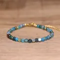 Handmade bohemian natural stone faceted beaded bracelet with blue and green beads - Blue Lace Agate