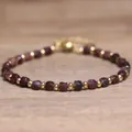 Elegant handmade natural garnet stone beaded bracelet with small gold accents for women - Garnet 2 (57) / 4*6mm