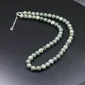 Collar de cuentas de piedra verde natural para hombres y mujeres con cadena de acero - Piedra de Línea Verde