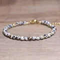 Faceted Dalmatian Jasper stone beaded bracelet with adjustable gold lobster clasp - Dalmatian Jasper
