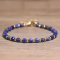 Handmade lapis lazuli and gold bead bracelet with 4x6mm faceted blue natural stones - Lapis Lazuli / 4*6mm
