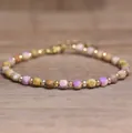 Handmade natural stone beaded bracelet with purple and gold tones, 4x6mm faceted beads - Phosphosiderite / 4*6mm