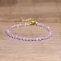 Handmade natural faceted lavender stone beaded bracelet with adjustable gold plated chain - Lavender Purple Jade