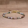 Adjustable bohemian bracelet featuring multi-colored faceted natural stone beads - India Agate