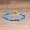 Handmade sky blue natural stone faceted beaded bracelet with adjustable gold extender chain - Apatite