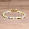 Bohemian handmade natural stone faceted bead bracelet with adjustable gold plated chain - Straw Yellow Turquoise