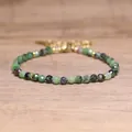 Handmade faceted Ruby Zoisite natural stone beaded bracelet with adjustable gold chain - Ruby Zoisite