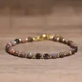 Elegant handmade colorful natural stone beaded bracelet featuring 4x6mm faceted crystals. - Red with Black Lines / 4*6mm