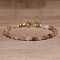 Exquisite handmade natural stone crystal beaded bracelet with 4x6mm faceted warm-toned stones - Red Hair Crystal / 4*6mm